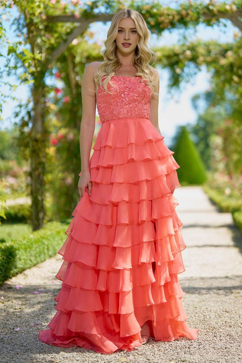 Robe Weitese à volants, dos nu, coupe trapèze, robe de soirée, traîne courte, sans manches, robe de bal à volants